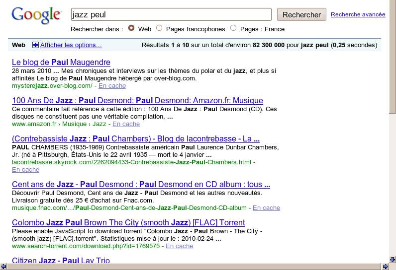 Jazz Peul Google results