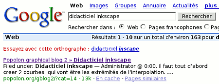 Recherche didacticiel Inkscape par Google