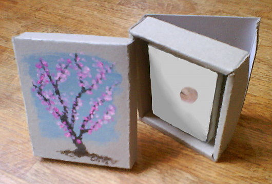 Cadre-boîte cerisier avec toile et châssis